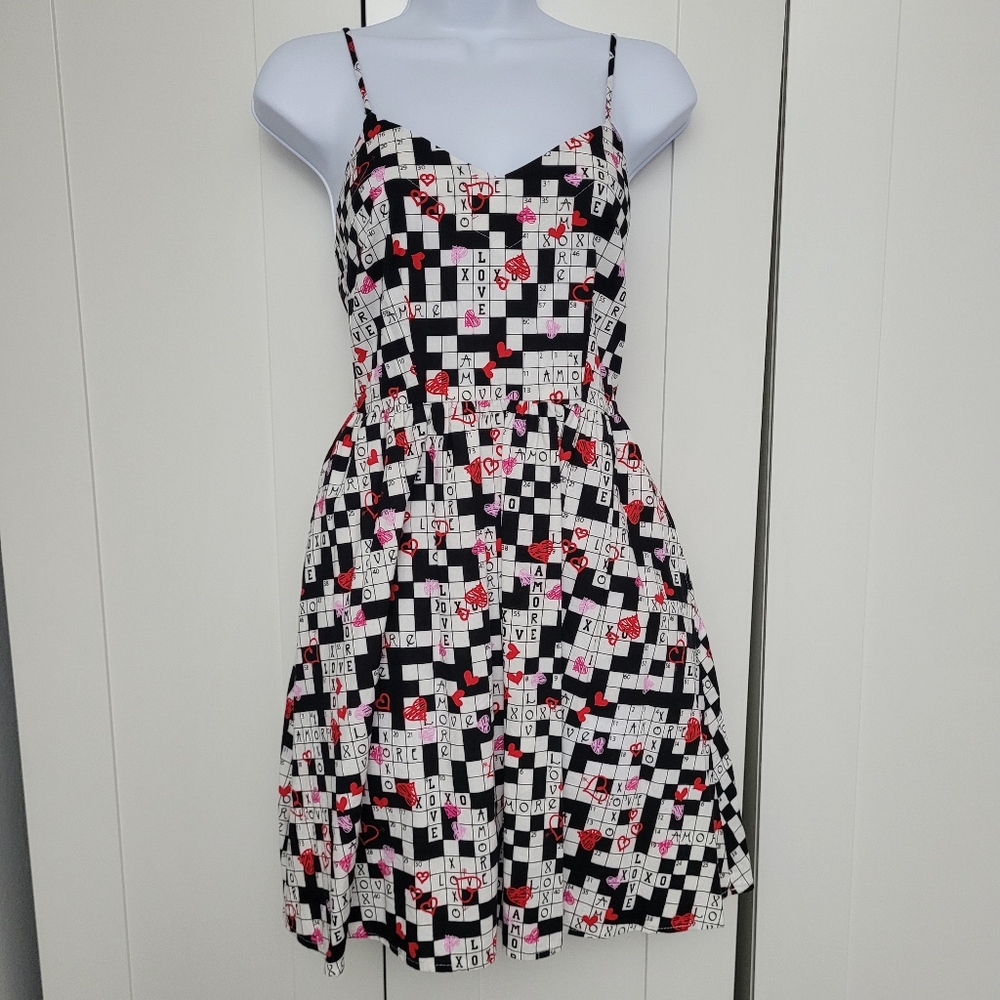 NWOT Rare Retrolicious Folter X's & O's Crossword Valentine's Date Night Dress